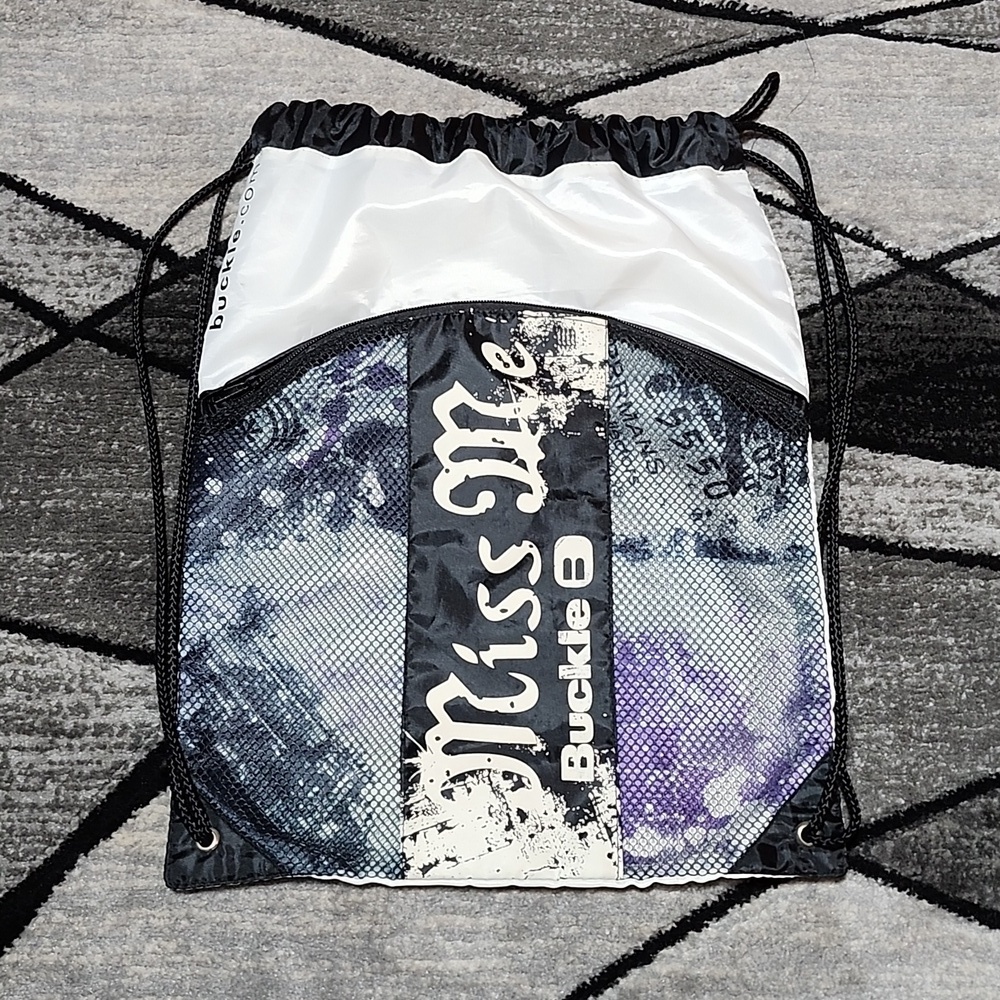 MISS ME BUCKLE NYLON MESH DRAWSTRING BACKPACK BACKSACK
